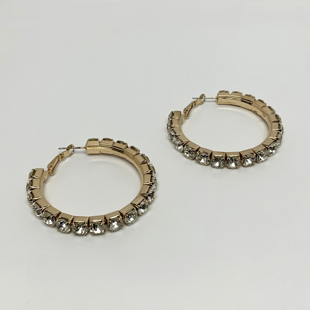 Chunky Rhinestone Hoop Earrings