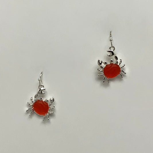 Matte Enamel Crab Earrings