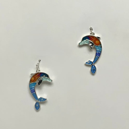 Fun Pattern Dolphin Pendant Earrings