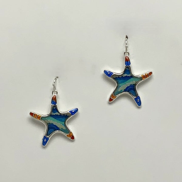 Fun Pattern Starfish Pendant Earrings