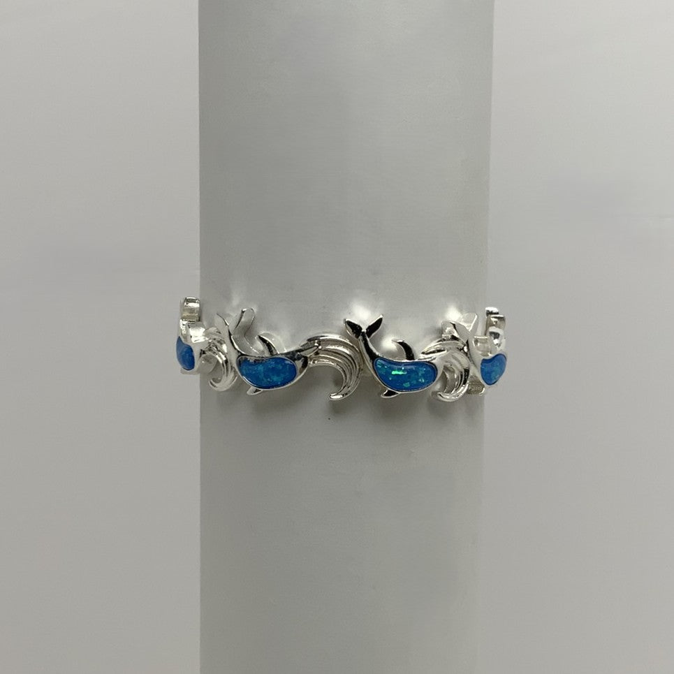 Dolphin Enamel Glitter Stretch Bracelet