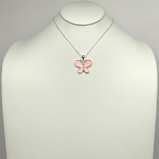Matte Enamel Butterfly Pendant Necklace