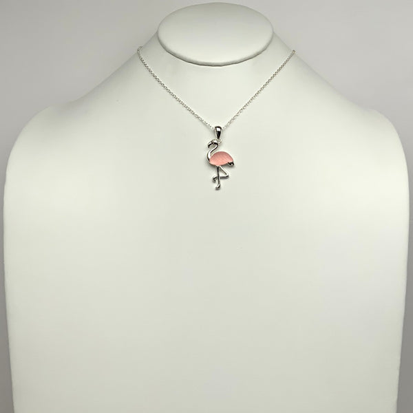 Matte Enamel Flamingo Pendant Necklace