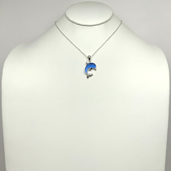 Matte Enamel Dolphin Pendant Necklace