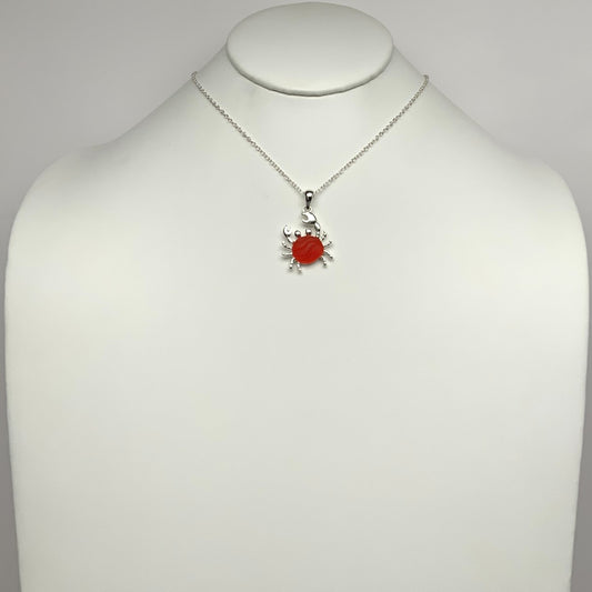 Matte Enamel Crab Pendant Necklace