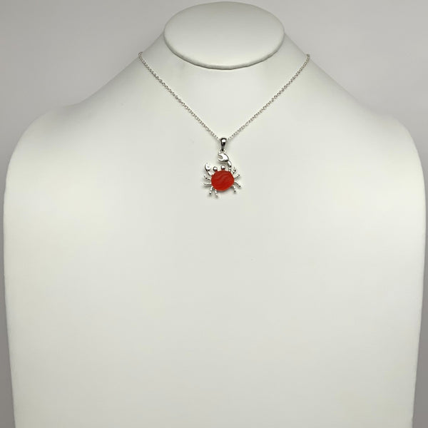 Matte Enamel Crab Pendant Necklace