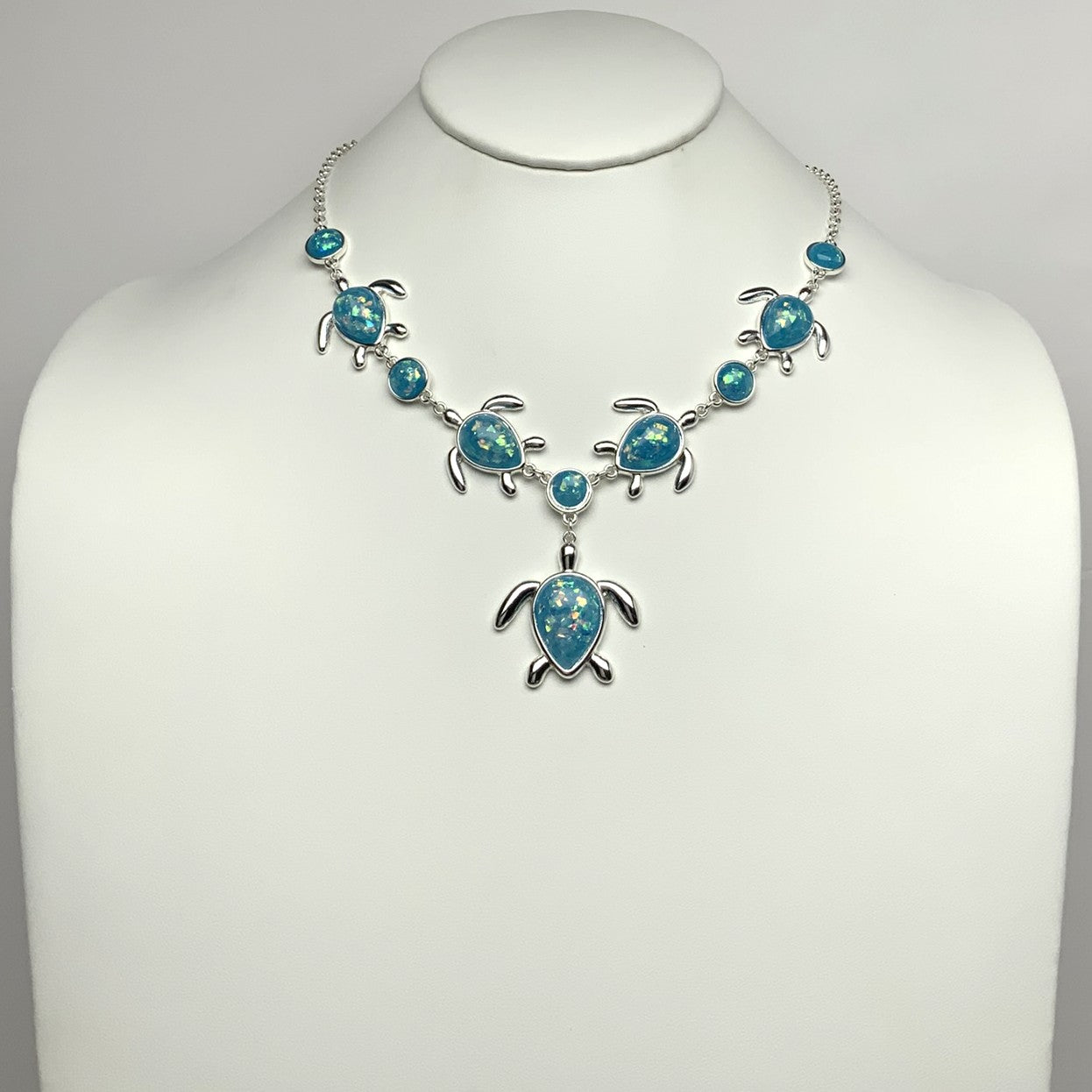 Turtle Dangle Enamel Glitter Necklace