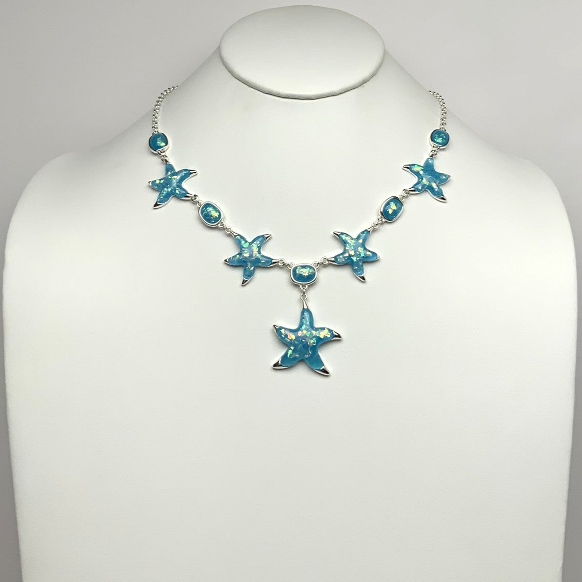 Starfish Dangle Enamel Glitter Necklace