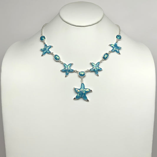 Starfish Dangle Enamel Glitter Necklace