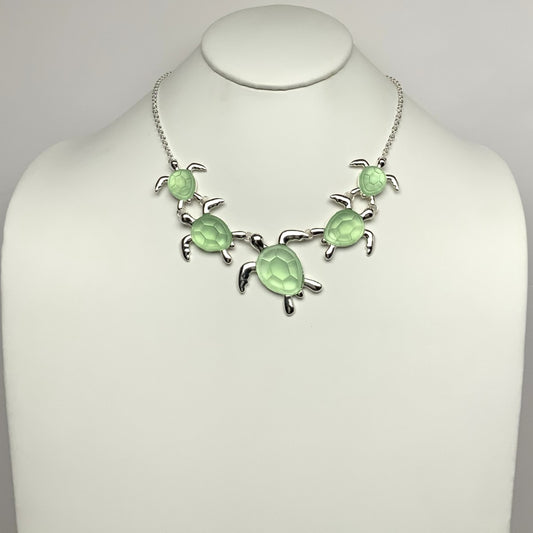 Matte Turtles Bib Style Necklace