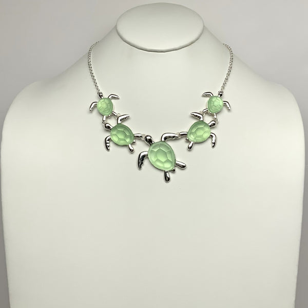 Matte Turtles Bib Style Necklace