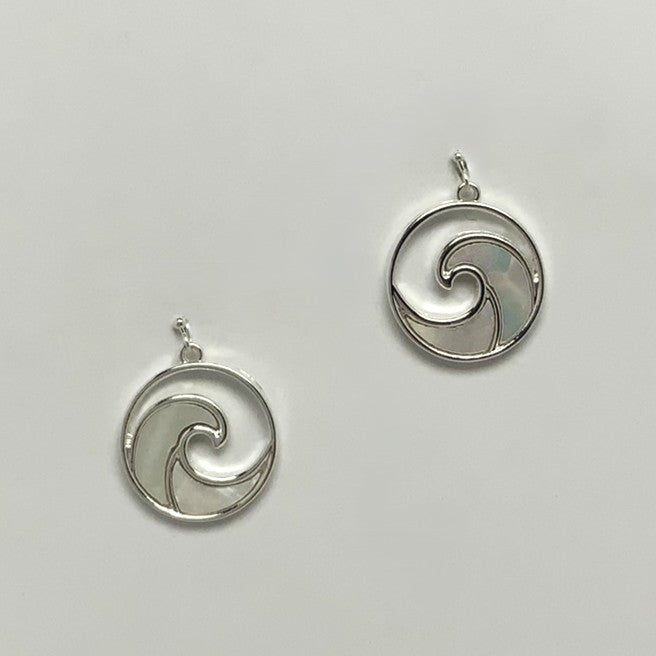 Circle Abalone Wave Drop Earrings