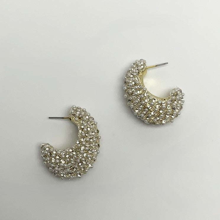 Hook Crystal Pearl Earrings