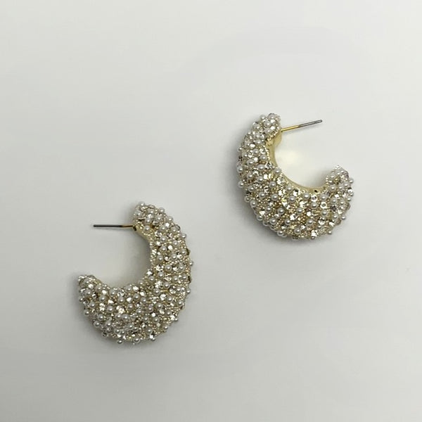 Hook Crystal Pearl Earrings