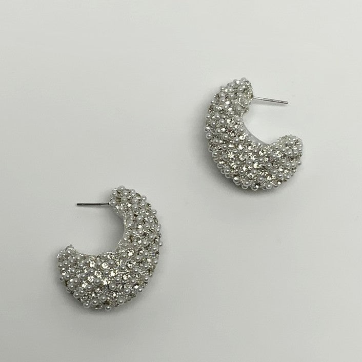 Hook Crystal Pearl Earrings