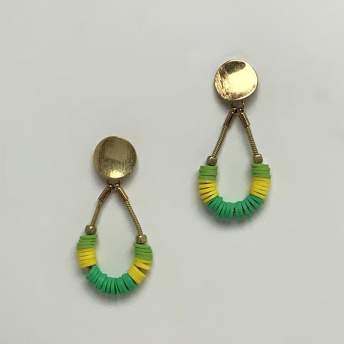 Flat Beaded Teardrop Design Earrings