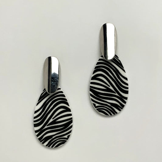 Zebra Oval Drop Earrings