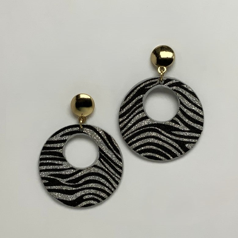 Glitter Zebra Print Earrings