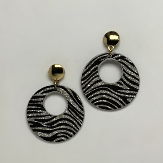 Glitter Zebra Print Earrings