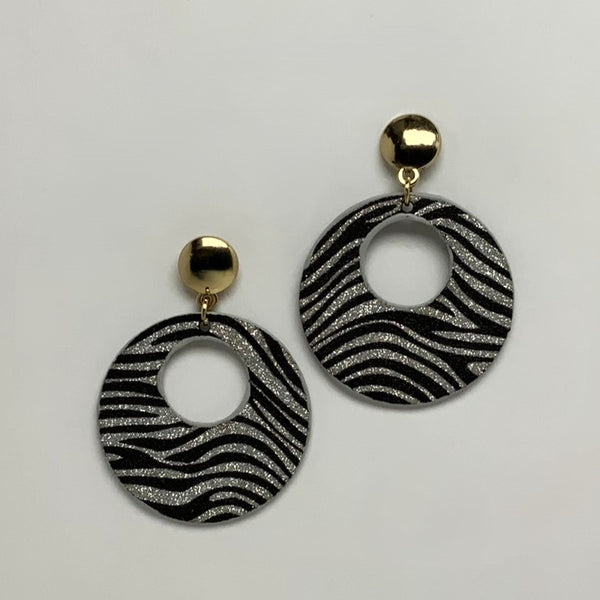 Glitter Zebra Print Earrings