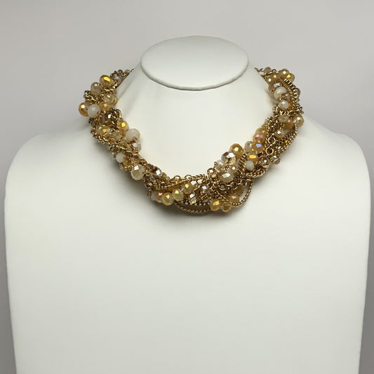 Braided Crystal and Chain Necklace