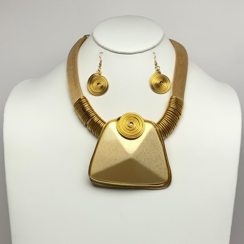 Bib Style Wire Enamel Rhombus Necklace Set