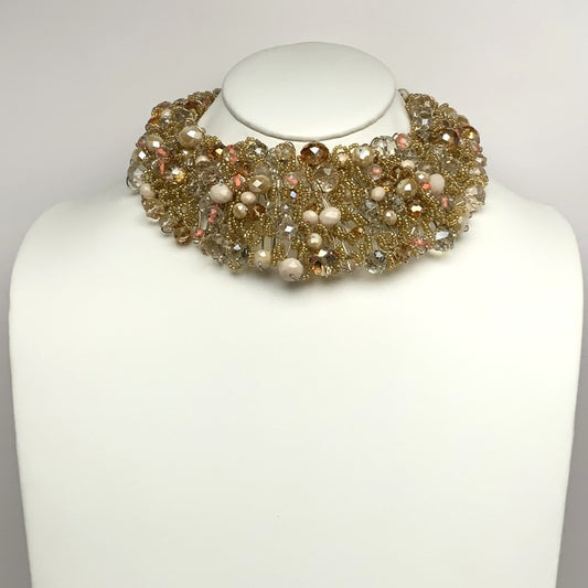 Wire Beaded Cluster Choker Necklace