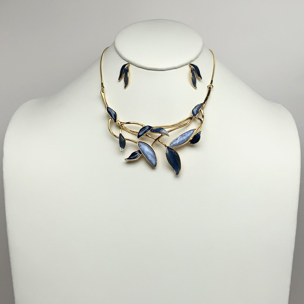 Lucite Enamel Vine Drop Necklace Set