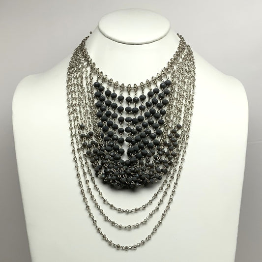 Layered Beaded Chain Bib Style Necklace