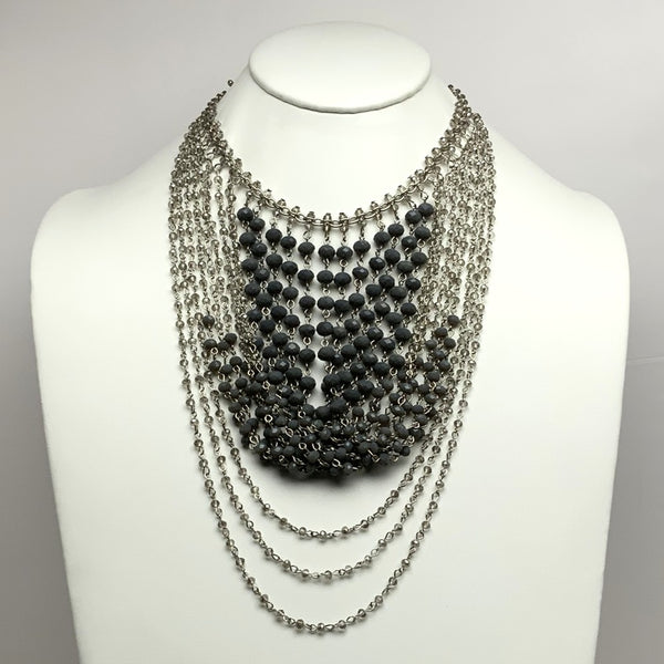 Layered Beaded Chain Bib Style Necklace