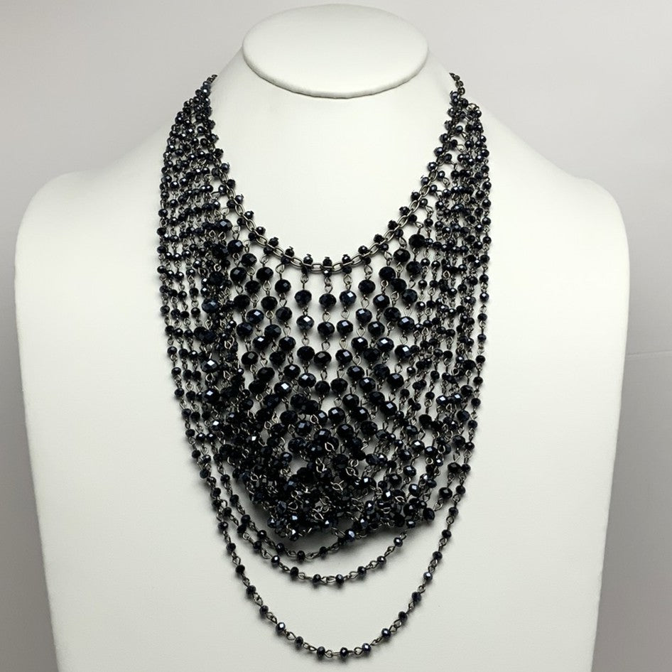Layered Beaded Chain Bib Style Necklace