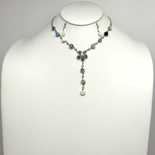 Flower Drop  Vine Necklace Set