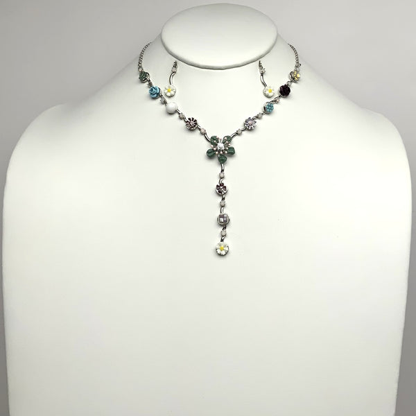 Flower Drop  Vine Necklace Set