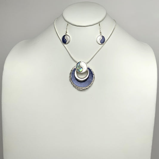 Yin Yang Pendant Drop Necklace Set