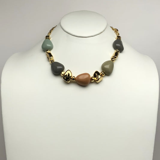 Sleek Large Stone Beaded Necklace