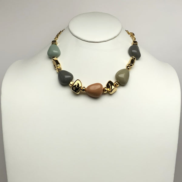Sleek Large Stone Beaded Necklace