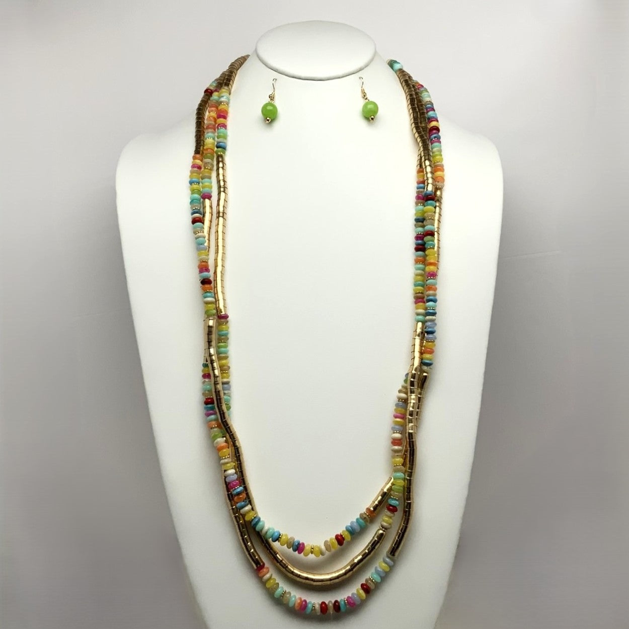 Layered Beaded Boho Style Long Necklace