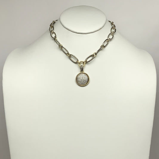Two-Toned Bling Ribbed Chain Necklace