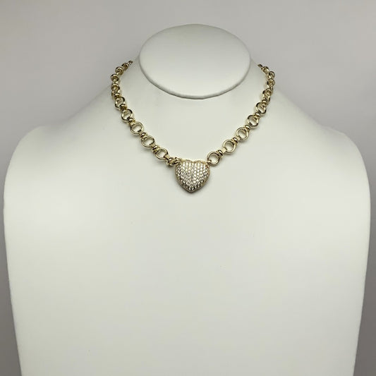 Heart Bling Circle Chain Necklace