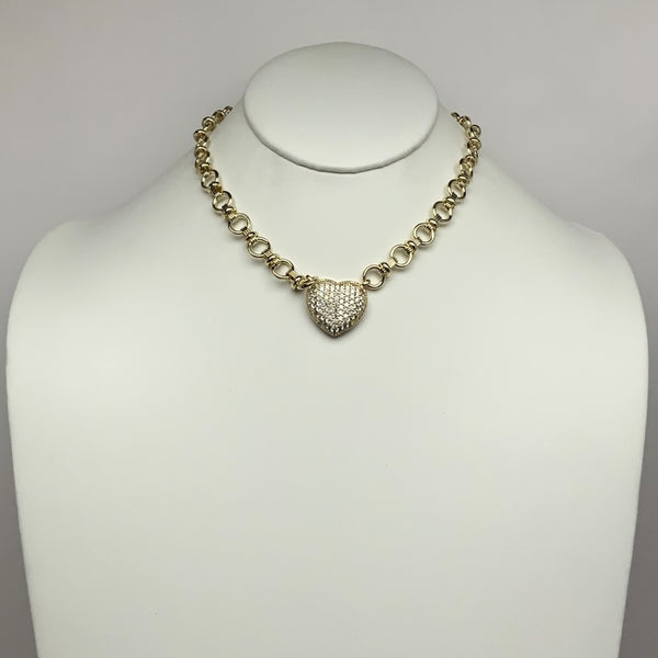 Heart Bling Circle Chain Necklace