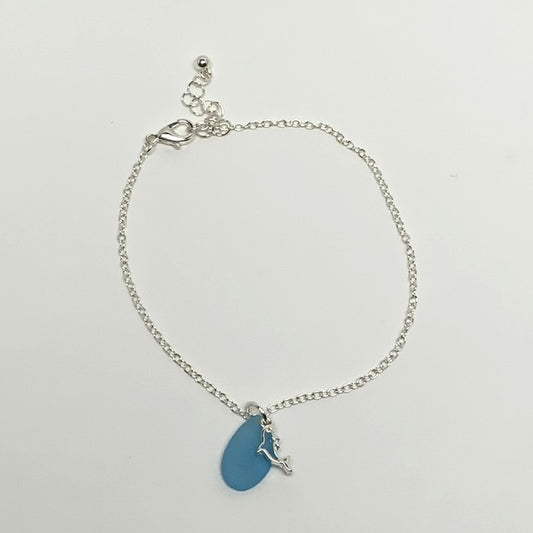 Dolphin w/Sea Glass Pendant Anklet