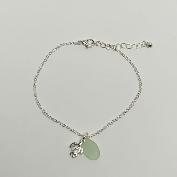 Turtle w/Sea Glass Pendant Anklet