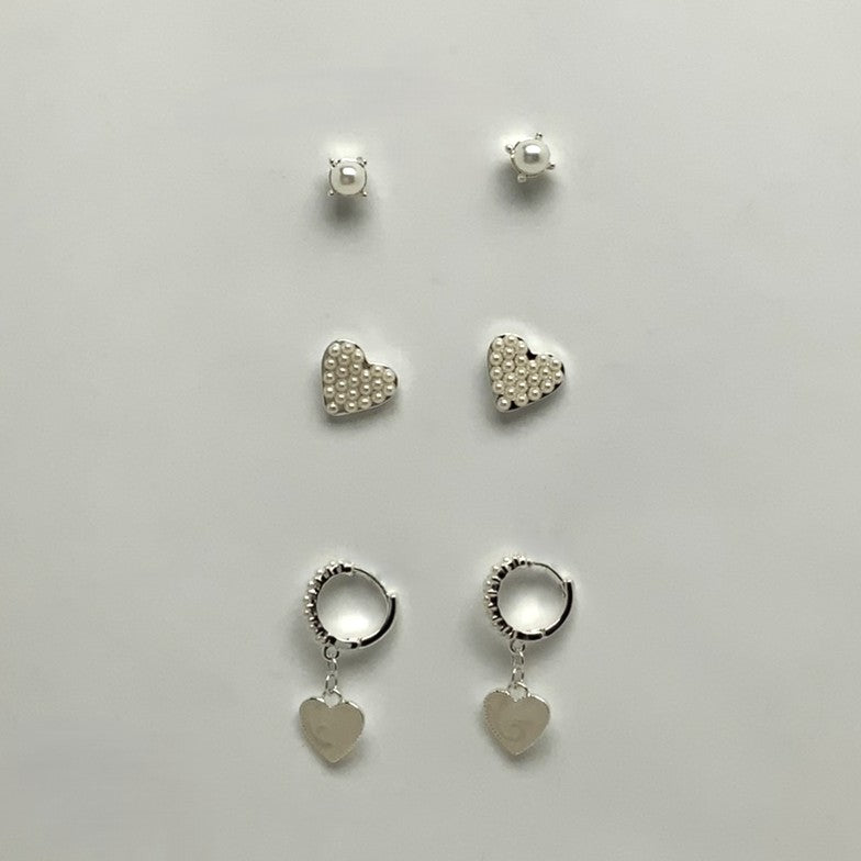 3 Set Pearl Decorated Earrings