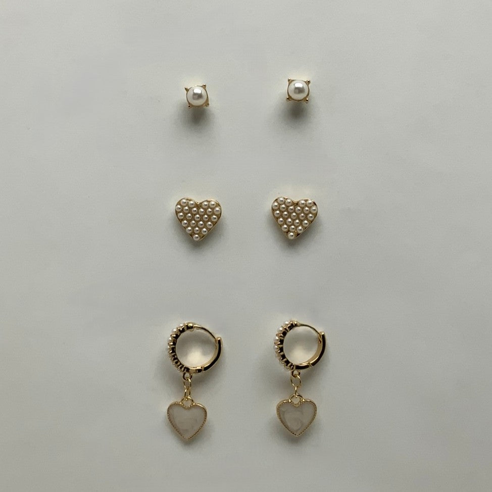 3 Set Pearl Decorated Earrings
