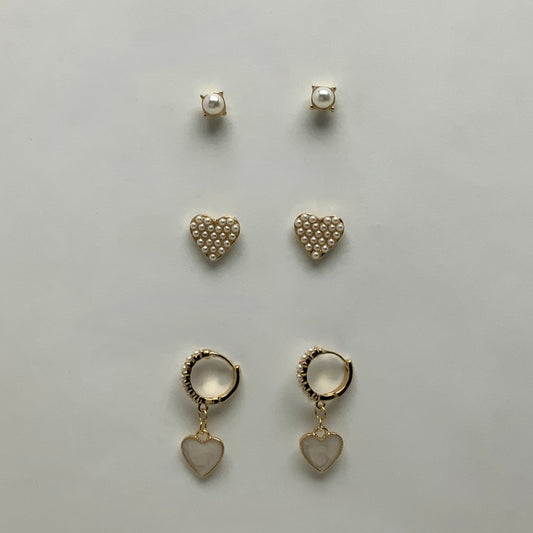 3 Set Pearl Decorated Earrings