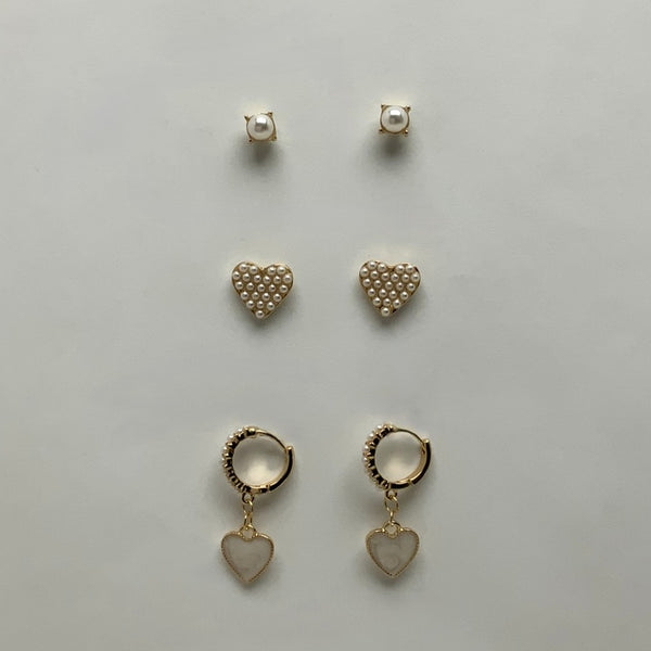 3 Set Pearl Decorated Earrings
