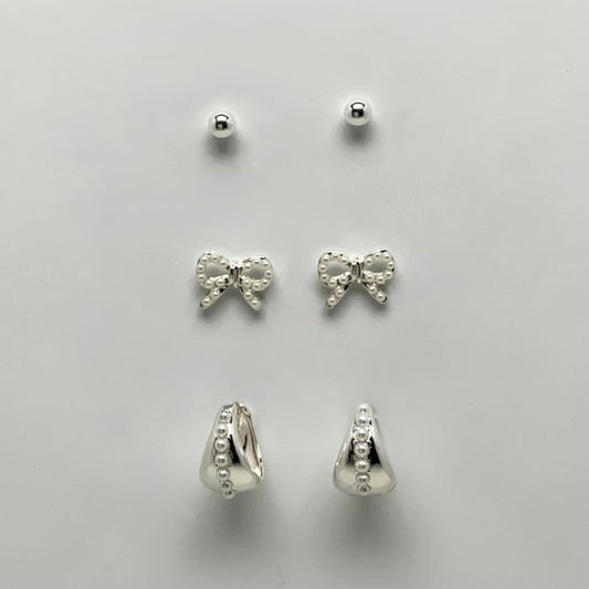 Pearl 3 Set Stud and Hoops Earrings