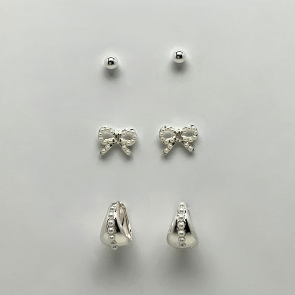 Pearl 3 Set Stud and Hoops Earrings