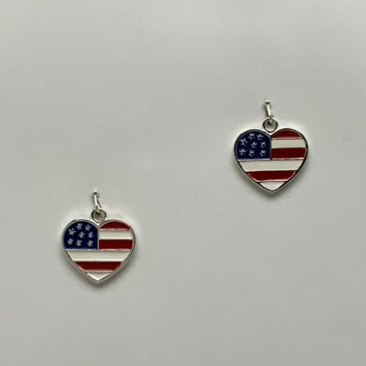 Patriotic Flag Heart Drop Earrings