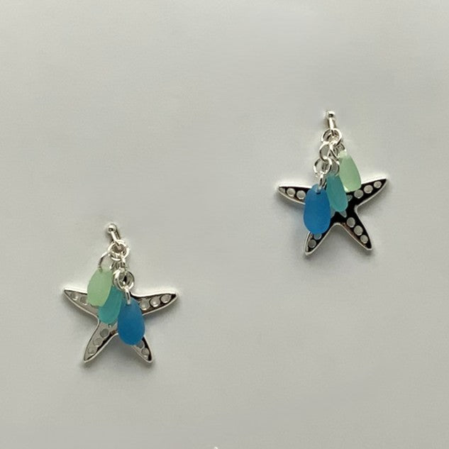 Starfish Sea Glass Nautical Earrings